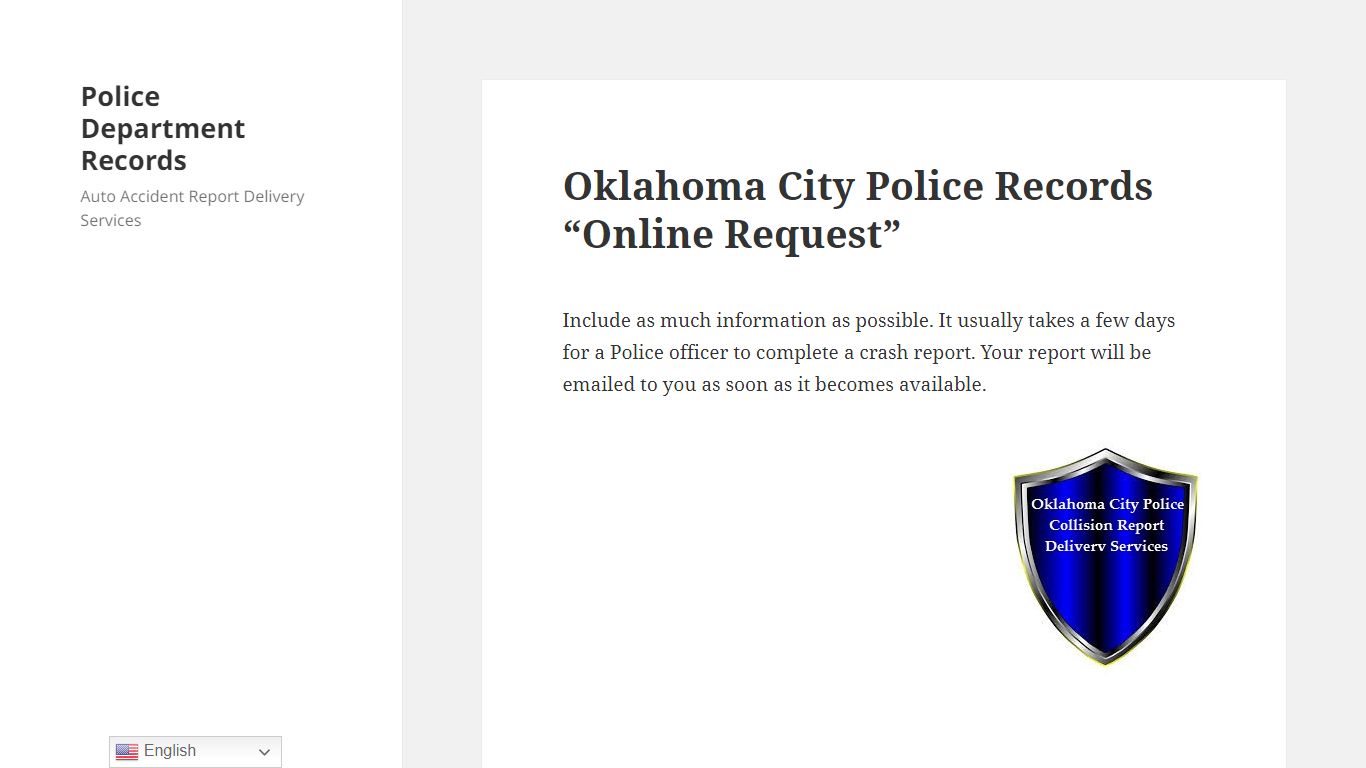 Oklahoma City Police Records “Online Request”