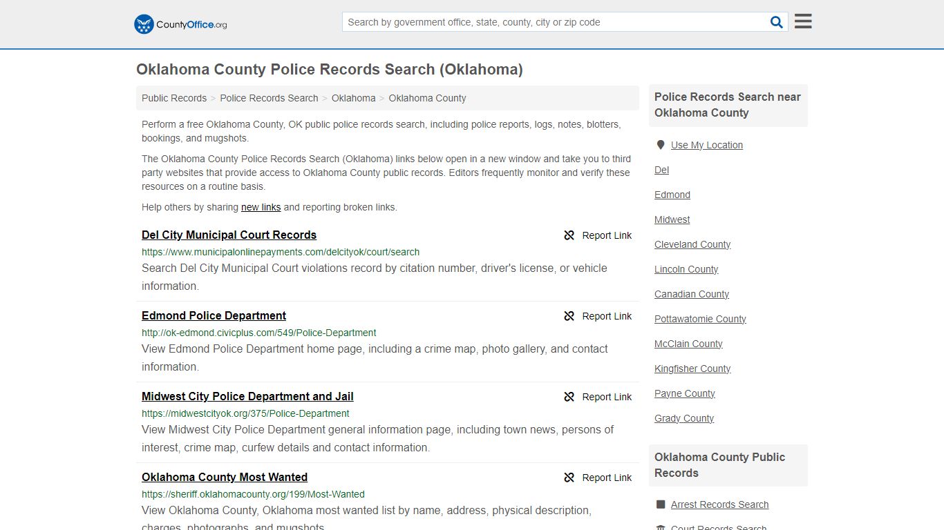 Oklahoma County Police Records Search (Oklahoma) - County Office